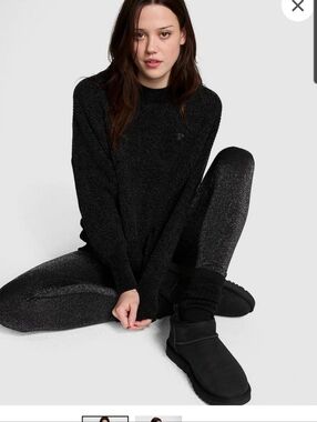 Victoria's Secret Womens Chenille Black Crewneck Pullover Sweater